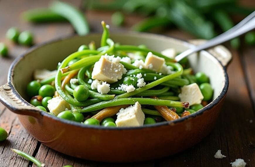 braised onions feta peas